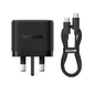 Chargeur rapide Baseus PD65W USB et 2 USB-C / Type-C avec câble Type-C de 1m, Type de prise : prise britannique (noir)