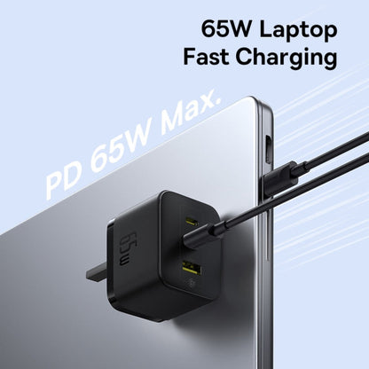 Chargeur rapide Baseus PD65W USB et 2 USB-C / Type-C avec câble Type-C de 1m, Type de prise : prise britannique (noir)