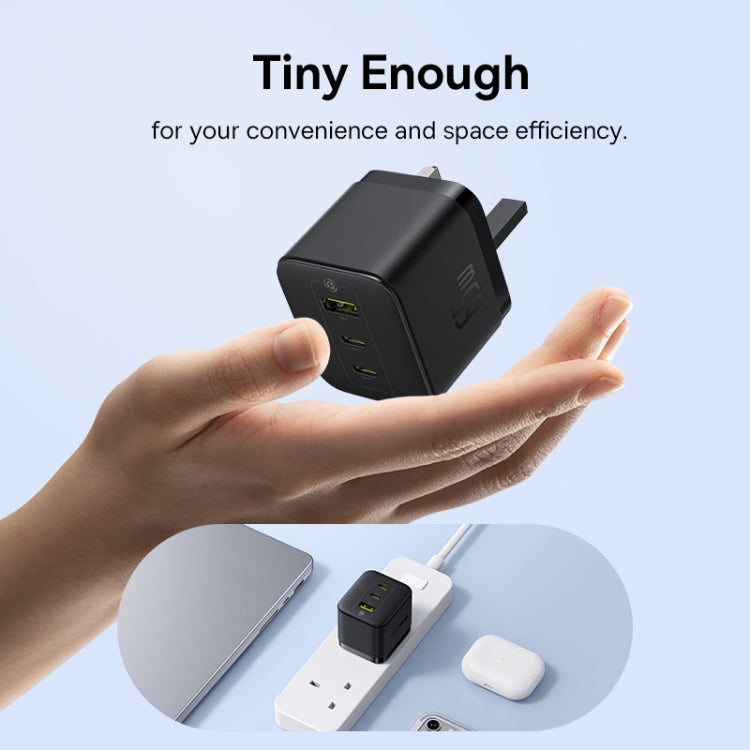 Chargeur rapide Baseus PD65W USB et 2 USB-C / Type-C avec câble Type-C de 1m, Type de prise : prise britannique (noir)