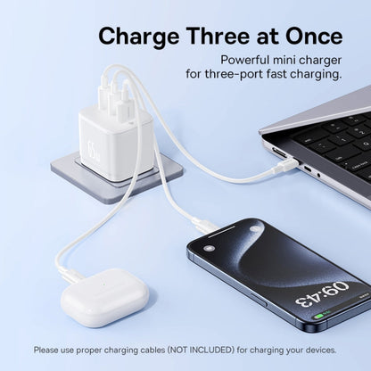 Baseus PD65W USB and 2 USB-C / Type-C Fast Charger With 1m Type-C Cable, Plug Type:UK Plug(White)