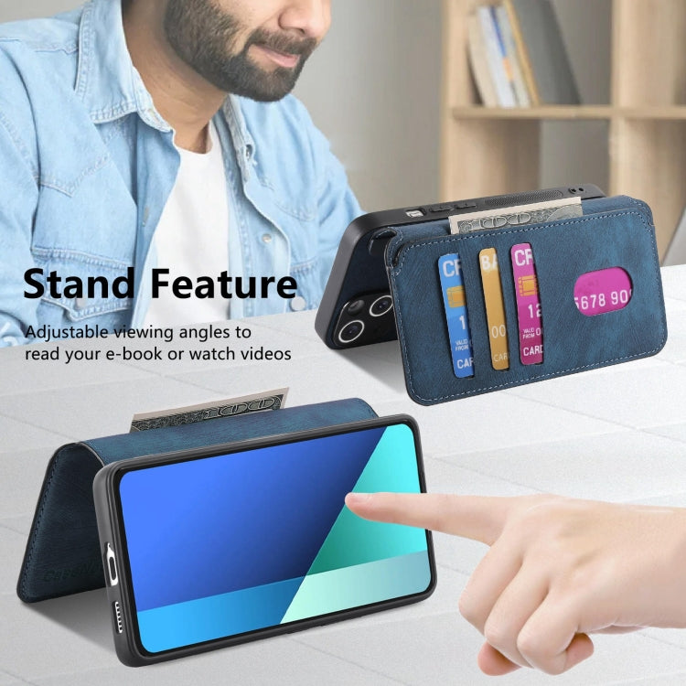 For Redmi Note 13 4G CaseNeo MagSafe RFID Anti-theft Retro Leather Phone Case(Blue)