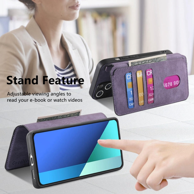 For Redmi Note 13 4G CaseNeo MagSafe RFID Anti-theft Retro Leather Phone Case(Purple)
