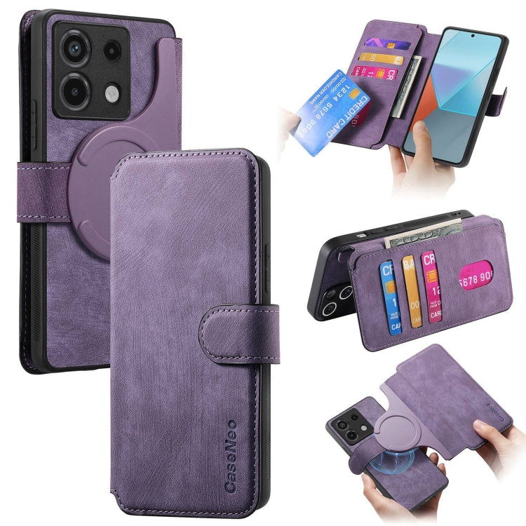 Pour l'étui Redmi Note 13 Pro 5G Housse en cuir rétro Neo MagSafe RFID anti-vol (Violet)