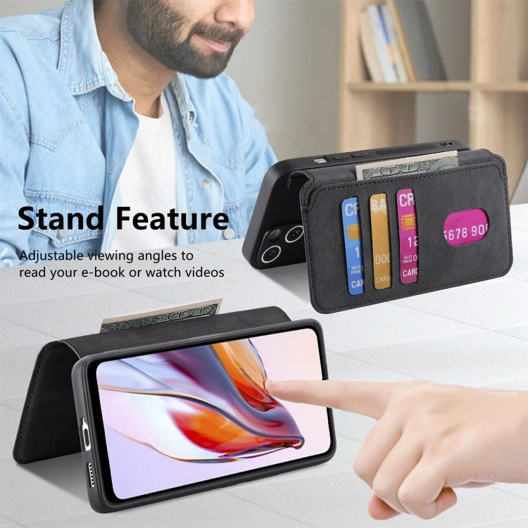 For Redmi 12C CaseNeo MagSafe RFID Anti-theft Retro Leather Phone Case(Black)