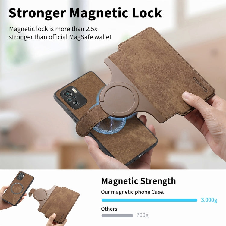 For Redmi Note 10 4G / Note 10S CaseNeo MagSafe RFID Anti-theft Retro Leather Phone Case(Brown)