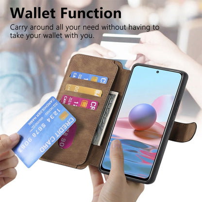 For Redmi Note 10 4G / Note 10S CaseNeo MagSafe RFID Anti-theft Retro Leather Phone Case(Brown)