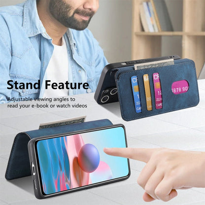 For Redmi Note 10 4G / Note 10S CaseNeo MagSafe RFID Anti-theft Retro Leather Phone Case(Blue)