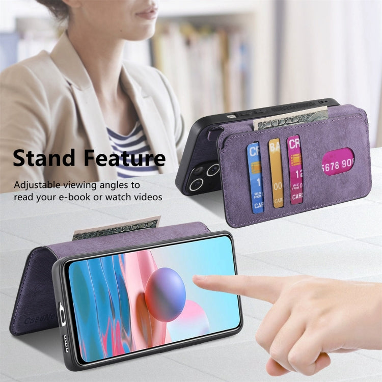 For Redmi Note 10 4G / Note 10S CaseNeo MagSafe RFID Anti-theft Retro Leather Phone Case(Purple)