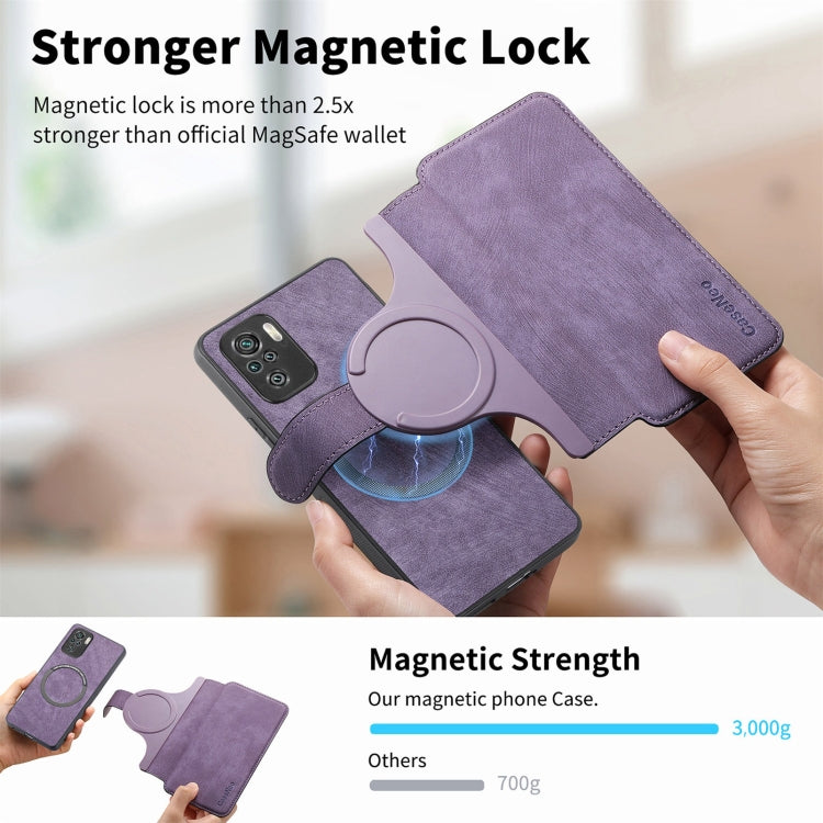 For Redmi Note 10 4G / Note 10S CaseNeo MagSafe RFID Anti-theft Retro Leather Phone Case(Purple)