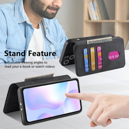 For Redmi 9A CaseNeo MagSafe RFID Anti-theft Retro Leather Phone Case(Black)