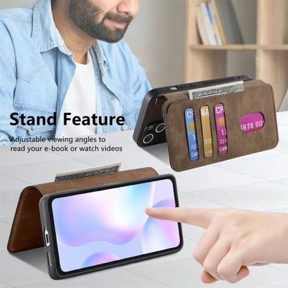 Pour étui Redmi 9AÉtui de téléphone en cuir rétro antivol Neo MagSafe RFID (marron)