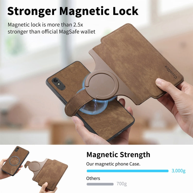Pour étui Redmi 9AÉtui de téléphone en cuir rétro antivol Neo MagSafe RFID (marron)