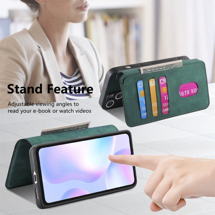 For Redmi 9A CaseNeo MagSafe RFID Anti-theft Retro Leather Phone Case(Green)