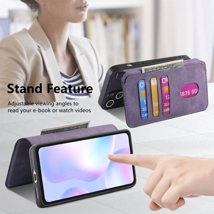 For Redmi 9A CaseNeo MagSafe RFID Anti-theft Retro Leather Phone Case(Purple)
