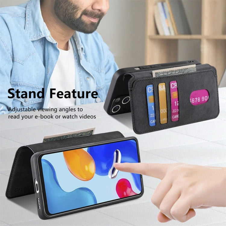 For Redmi Note 11S 4G CaseNeo MagSafe RFID Anti-theft Retro Leather Phone Case(Black)