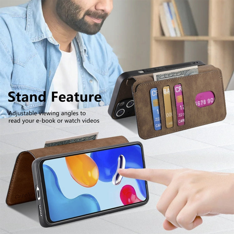 For Redmi Note 11S 4G CaseNeo MagSafe RFID Anti-theft Retro Leather Phone Case(Brown)
