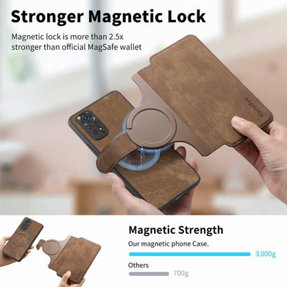For Redmi Note 11S 4G CaseNeo MagSafe RFID Anti-theft Retro Leather Phone Case(Brown)
