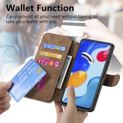 For Redmi Note 11S 4G CaseNeo MagSafe RFID Anti-theft Retro Leather Phone Case(Brown)