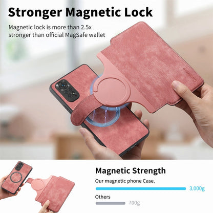 For Redmi Note 11S 4G CaseNeo MagSafe RFID Anti-theft Retro Leather Phone Case(Pink)