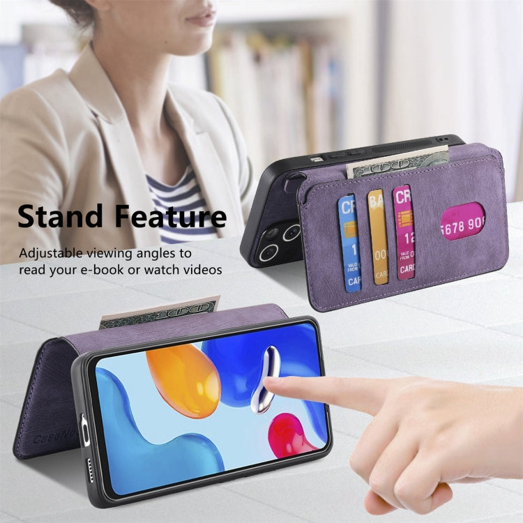 For Redmi Note 11S 4G CaseNeo MagSafe RFID Anti-theft Retro Leather Phone Case(Purple)
