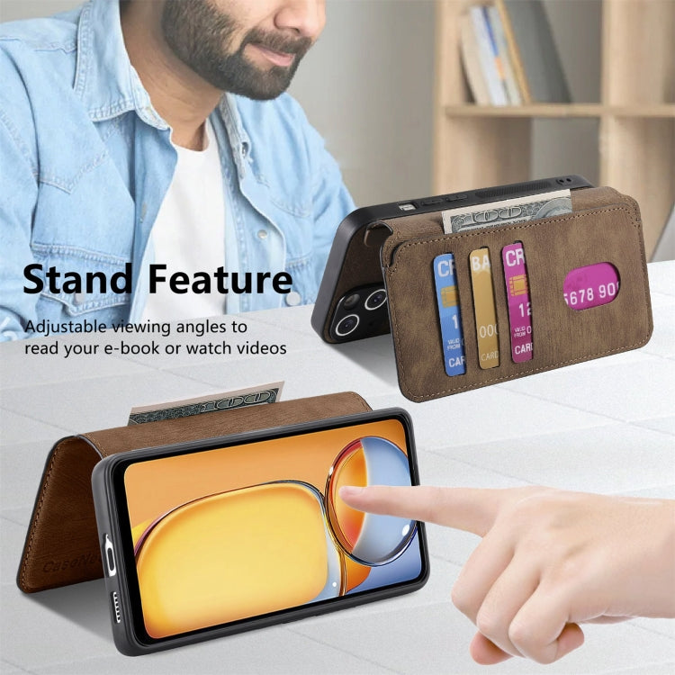 For Redmi 13C 4G / 13R CaseNeo MagSafe RFID Anti-theft Retro Leather Phone Case(Brown)