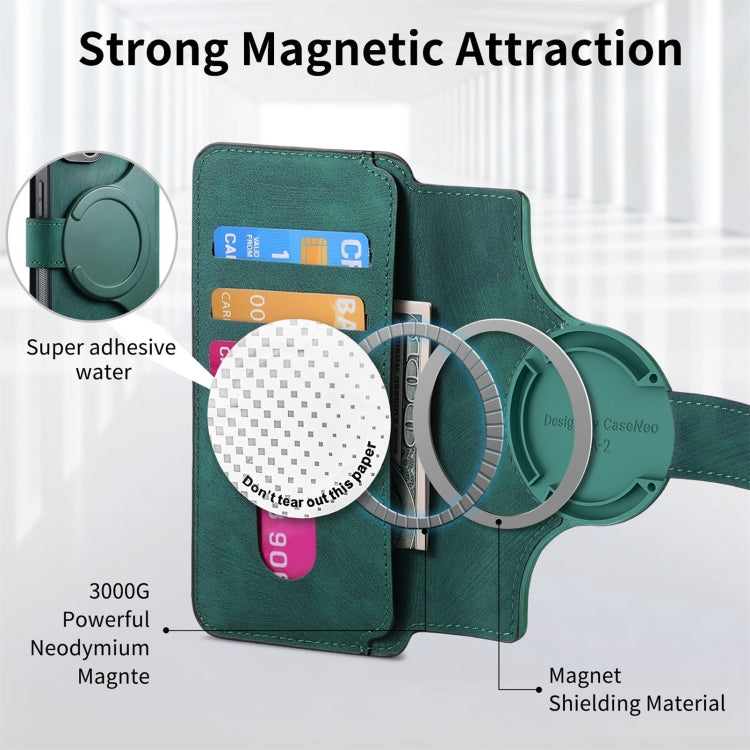 For Redmi 13C 4G / 13R CaseNeo MagSafe RFID Anti-theft Retro Leather Phone Case(Green)