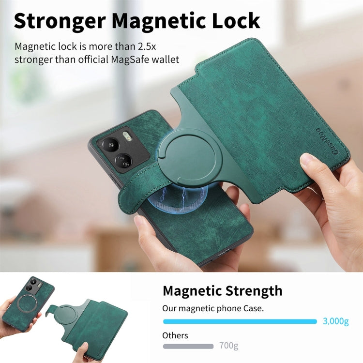 For Redmi 13C 4G / 13R CaseNeo MagSafe RFID Anti-theft Retro Leather Phone Case(Green)