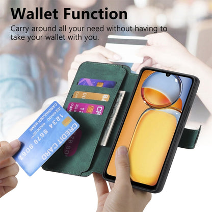 For Redmi 13C 4G / 13R CaseNeo MagSafe RFID Anti-theft Retro Leather Phone Case(Green)