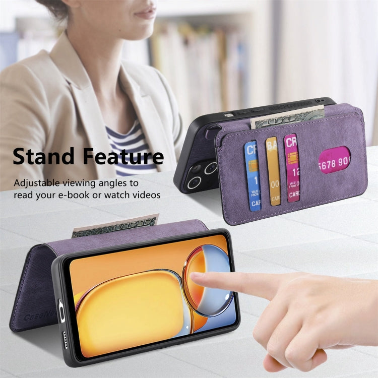 For Redmi 13C 4G / 13R CaseNeo MagSafe RFID Anti-theft Retro Leather Phone Case(Purple)