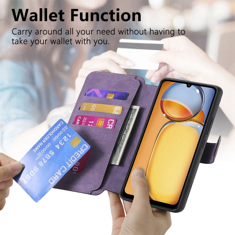 For Redmi 13C 4G / 13R CaseNeo MagSafe RFID Anti-theft Retro Leather Phone Case(Purple)