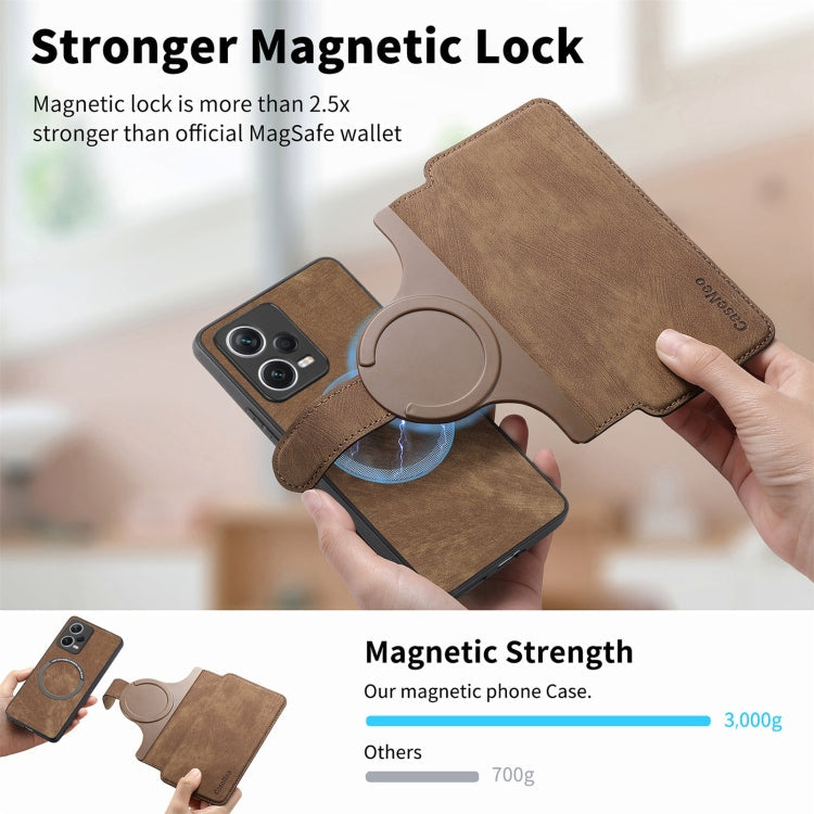 For Redmi Note 12 Pro+ 5G CaseNeo MagSafe RFID Anti-theft Retro Leather Phone Case(Brown)