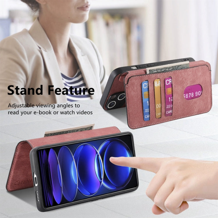 Pour l'étui Redmi Note 12 Pro+ 5G, étui de téléphone en cuir rétro anti-vol Neo MagSafe RFID (Rose)