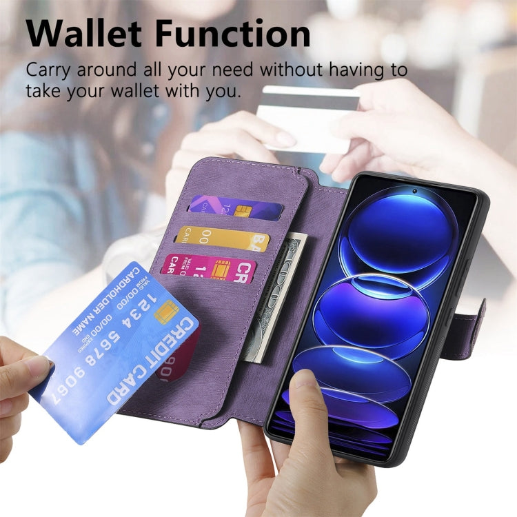 For Redmi Note 12 Pro+ 5G CaseNeo MagSafe RFID Anti-theft Retro Leather Phone Case(Purple)