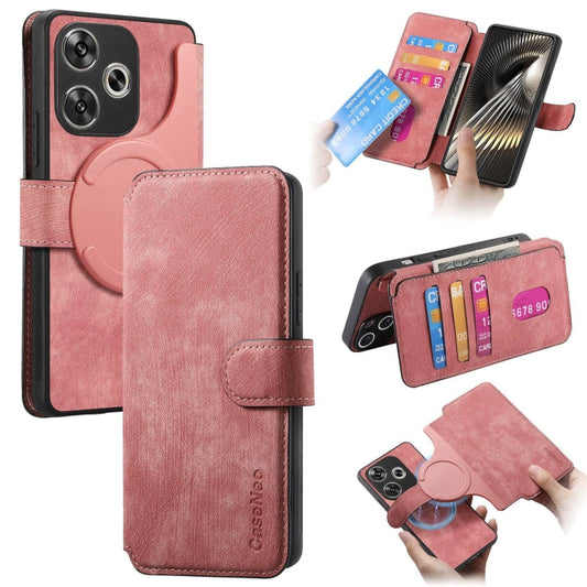 For Xiaomi Poco F6 CaseNeo MagSafe RFID Anti-theft Retro Leather Phone Case(Pink)