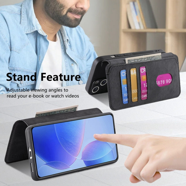 Pour Xiaomi Poco F6 Pro Étui Neo MagSafe RFID Antivol Rétro Cuir Étui Téléphone (Noir)