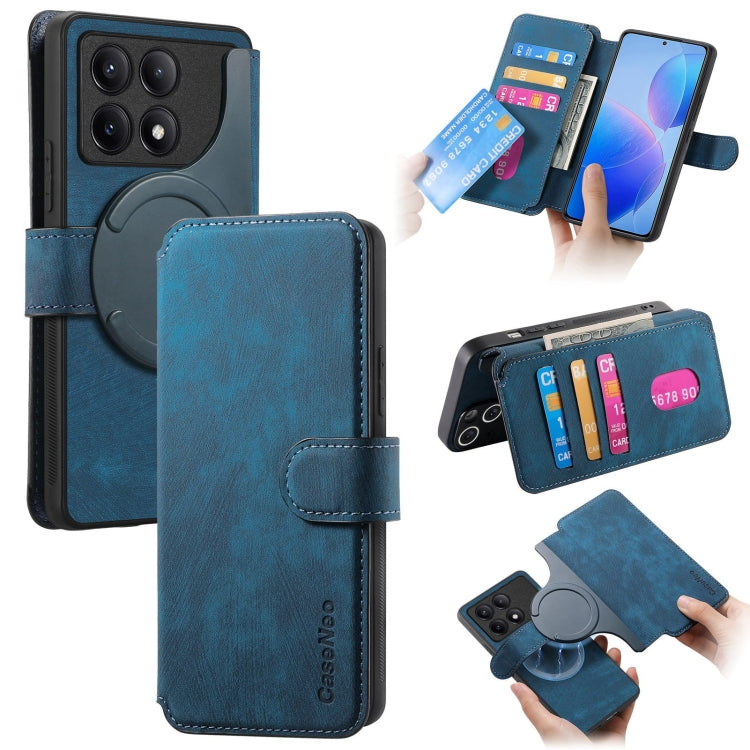 For Xiaomi Poco F6 Pro CaseNeo MagSafe RFID Anti-theft Retro Leather Phone Case(Blue)