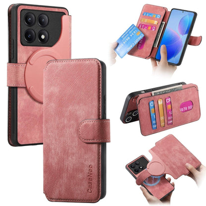 Pour Xiaomi Poco F6 Pro Étui Neo MagSafe RFID Antivol Rétro Cuir Étui Téléphone (Rose)