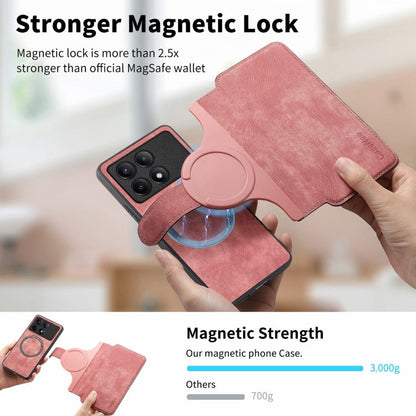Pour Xiaomi Poco F6 Pro Étui Neo MagSafe RFID Antivol Rétro Cuir Étui Téléphone (Rose)