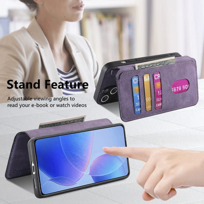 Pour étui Xiaomi Poco F6 Pro Étui de téléphone en cuir rétro Neo MagSafe RFID anti-vol (violet)
