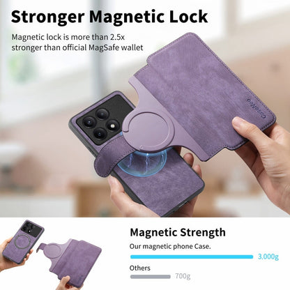 Pour étui Xiaomi Poco F6 Pro Étui de téléphone en cuir rétro Neo MagSafe RFID anti-vol (violet)