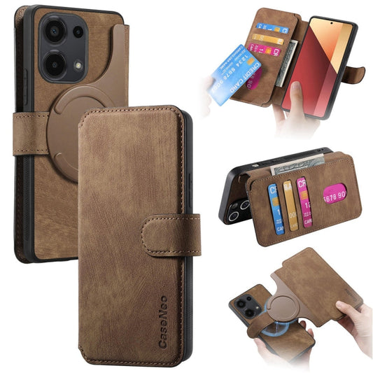 For Xiaomi Poco M6 Pro 4G CaseNeo MagSafe RFID Anti-theft Retro Leather Phone Case(Brown)
