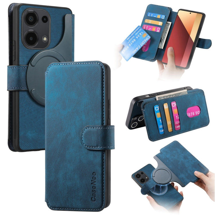 For Xiaomi Poco M6 Pro 4G CaseNeo MagSafe RFID Anti-theft Retro Leather Phone Case(Blue)