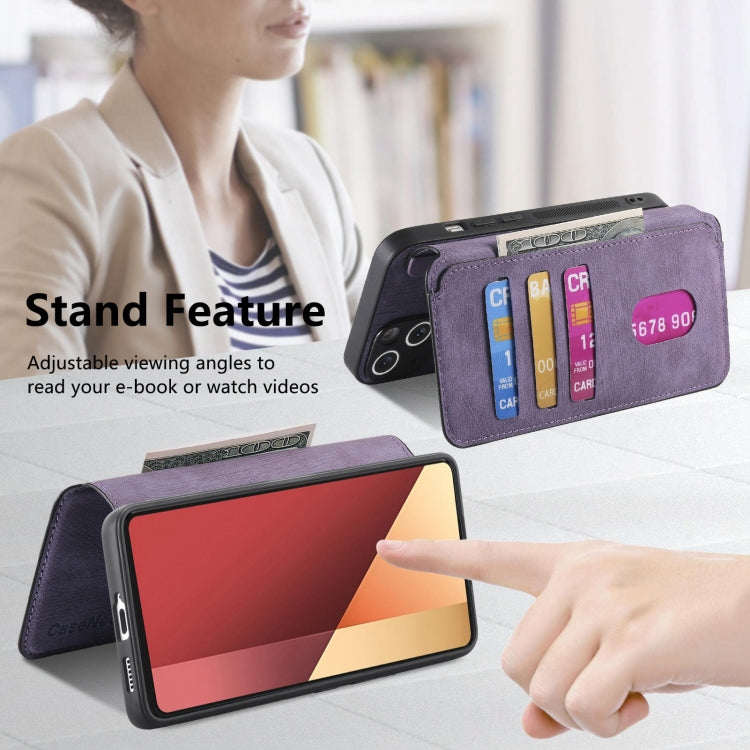 Pour Xiaomi Poco M6 Pro 4G Coque en cuir rétro Neo MagSafe RFID anti-vol (Violet)
