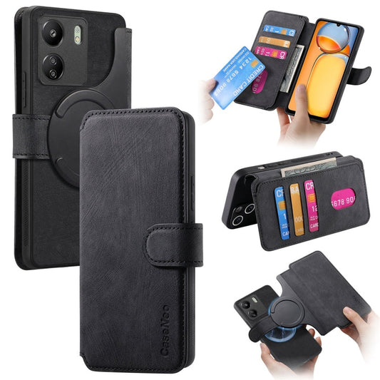 For Xiaomi Poco M6 CaseNeo MagSafe RFID Anti-theft Retro Leather Phone Case(Black)