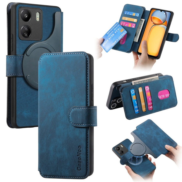 For Xiaomi Poco M6 CaseNeo MagSafe RFID Anti-theft Retro Leather Phone Case(Blue)