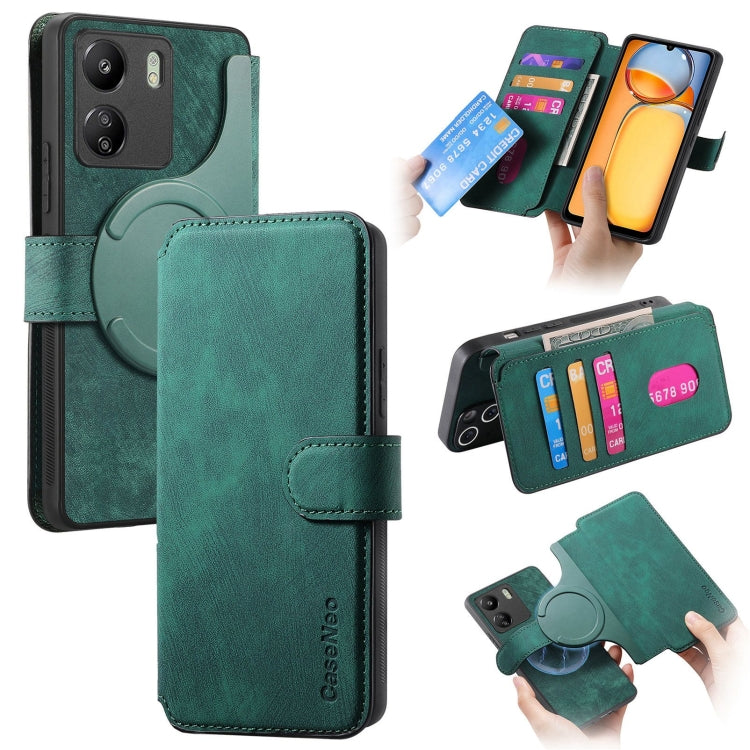 For Xiaomi Poco M6 CaseNeo MagSafe RFID Anti-theft Retro Leather Phone Case(Green)