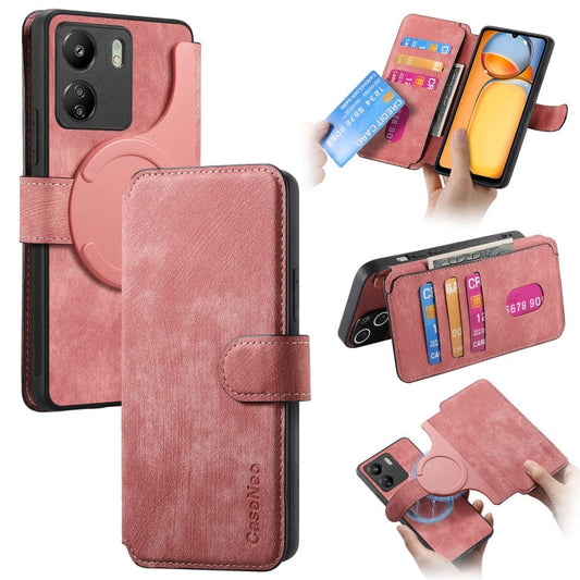 For Xiaomi Poco M6 CaseNeo MagSafe RFID Anti-theft Retro Leather Phone Case(Pink)