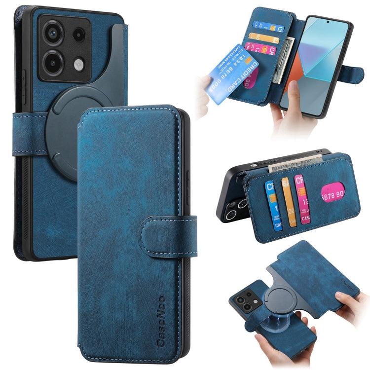 Pour Xiaomi Poco X6 5G ÉtuiCoque de téléphone rétro en cuir anti-vol Neo MagSafe RFID (Bleu)