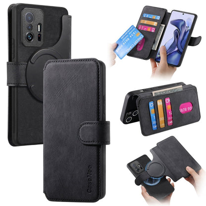 Pour Xiaomi Mi 11T / 11T Pro 5G Étui Neo MagSafe RFID Antivol Étui de Téléphone en Cuir Rétro (Noir)