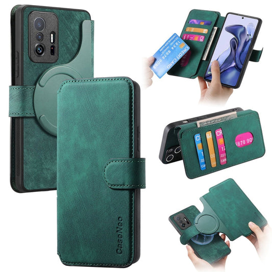 For Xiaomi Mi 11T / 11T Pro 5G CaseNeo MagSafe RFID Anti-theft Retro Leather Phone Case(Green)